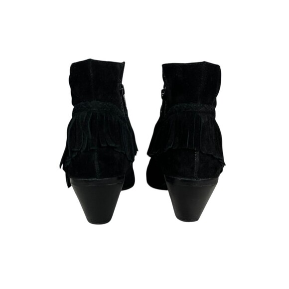 Gianni Bini Fringed Black Suede Ankle Booties Size 6.5 Western Boho Cowgirl - Picture 4 of 11
